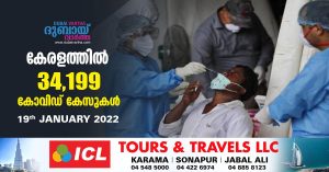Covid-19 confirmed for 34,199 people in Kerala -JANUARY 19