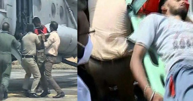 Helicopter arrives and airlifts Babu; Went to the hospital