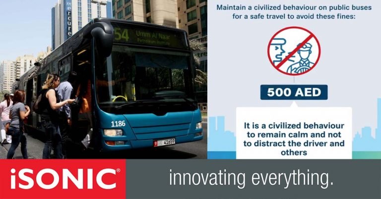 In Abu Dhabi, fines range from 100 dirhams to 500 dirhams for misconduct on buses