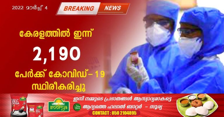 In Kerala, 19 out of 2190 people have been confirmed.