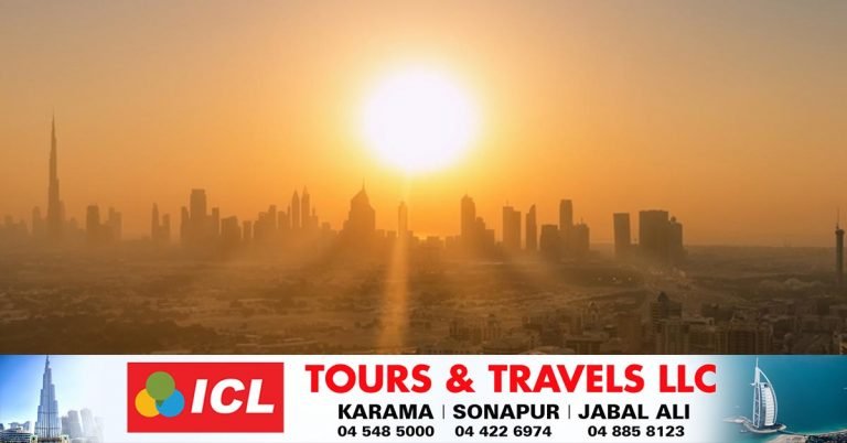 The weather forecast for the UAE today is dusty with temperatures reaching 45 degrees Celsius.