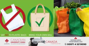 Plastic bags will no longer be available at all cash counters in Abu Dhabi- reusable bags can be purchased or brought with you instead.