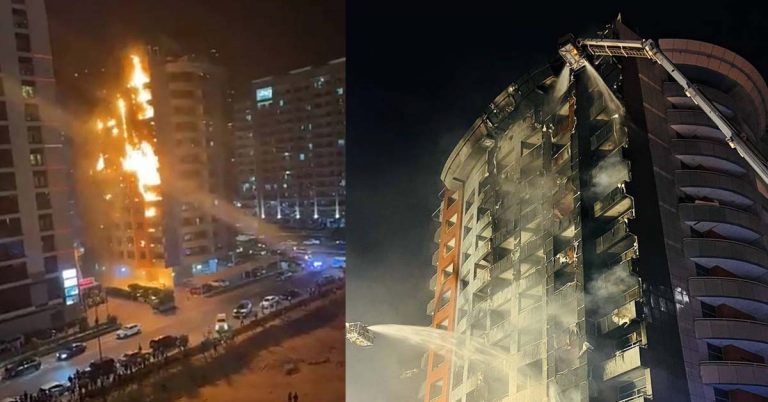 Fire crews tackle blaze in Dubai's Barsha Heights
