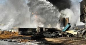 Five people were injured in a massive fire in a factory in Ajman