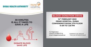 "Blood Donation Lives" : Prime Hospital Dubai with Blood Donation Camp on Valentine's Day