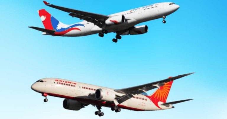 Close behind are Air India and Nepal Airlines- The collision was narrowly avoided.