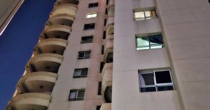 The man and his family had been living in this building in Sharjah for the past six months