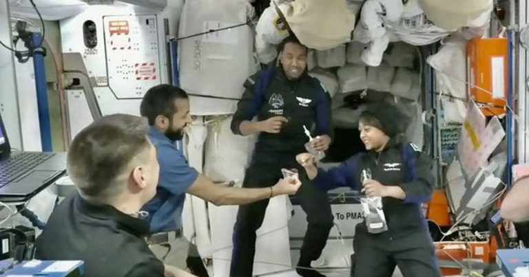 UAE's Sultan Al Neyadi welcomed Saudi astronauts in space with dates and water