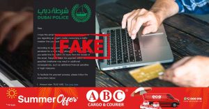 Fake message like Dubai police asking for payment of traffic fine : Warning to be aware of fraud.
