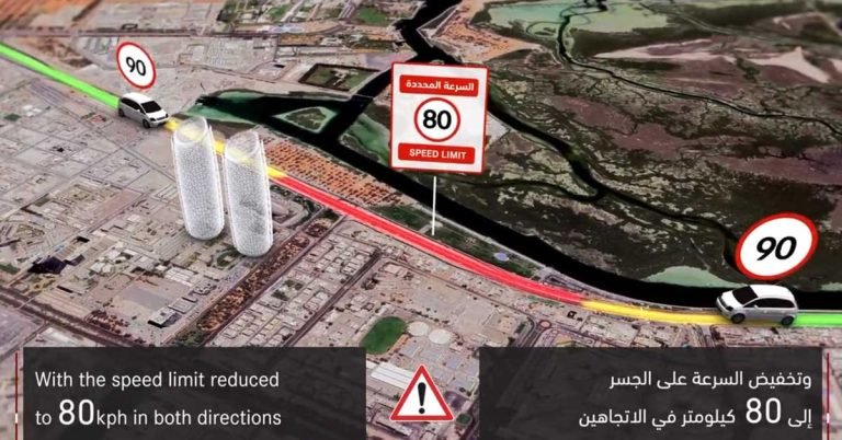 New speed limit from June 23 due to road works on Al Saada Bridge in Abu Dhabi