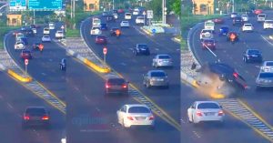 Abu Dhabi Police issued a warning after releasing the terrifying accident scenes of the sudden change of track after taking the exit.