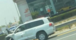 Traffic jam on Dubai Sheikh Zayed Road due to car accident