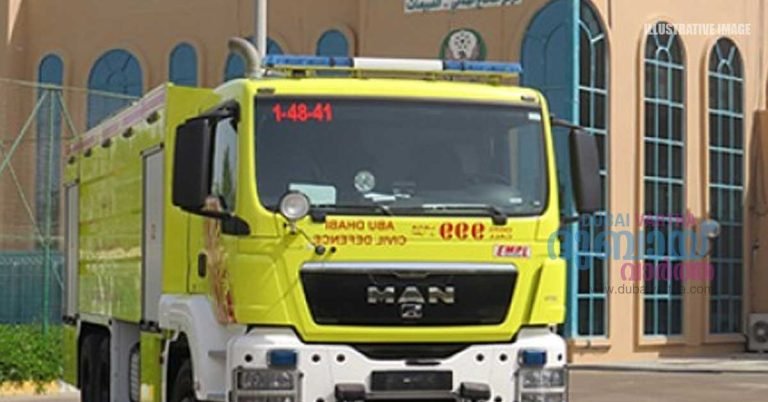 Fire in Abu Dhabi Musafa- The building was evacuated