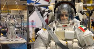 Nora Al Matrooshi, the UAE's first female astronaut, in training for a spacewalk