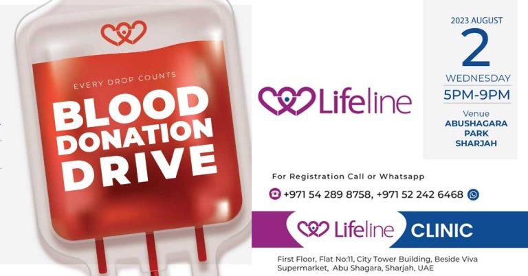 Sharjah Lifeline Clinic is organizing a blood donation drive tomorrow