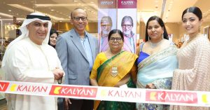 Brand Ambassador Rashmika Mandana inaugurated the new showroom of Kalyan Jewelers in Al Barsha, Dubai.