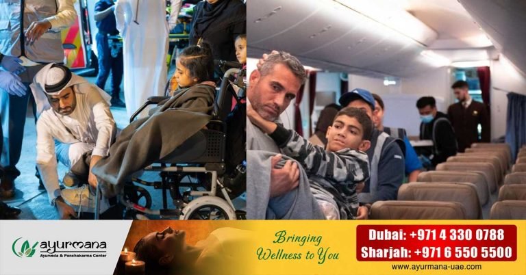 The plane carrying the second batch of Palestinian children arrived in Abu Dhabi