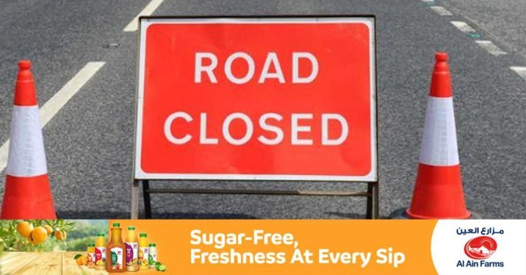 Warning that Abu Dhabi Sheikh Rashid Bin Zayed Street Road will be partially closed