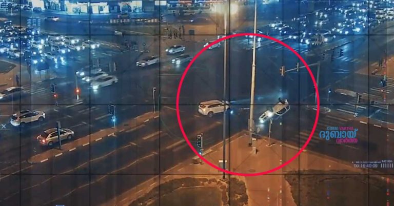 Dubai Police reported that a car overturned in the Nad Al Hamar area of ​​Dubai