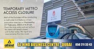 Entrance to Dubai's Mall of the Emirates Metro Station to be temporarily closed on Wednesday