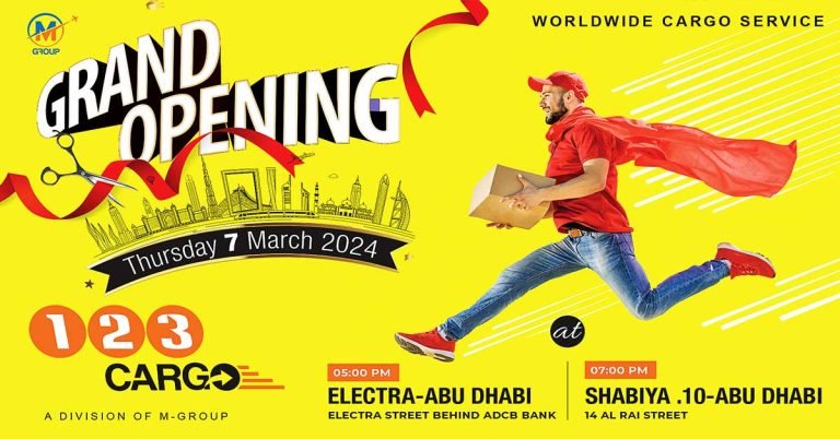 M Group 123 cargo is now also in Abu Dhabi, with 2 new branches starting tomorrow, March 7.