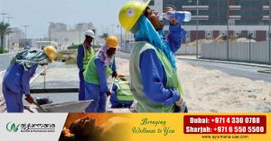 First aid after sunburn- UAE Ministry of Health to provide training to workers.