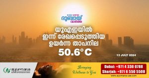 The highest temperature recorded in UAE today was 50.6 °C