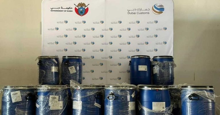 Dubai Customs has foiled an attempt to smuggle drugs in 40 barrels