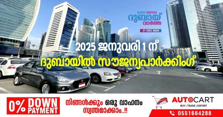 Free parking in Dubai on January 1, 2025