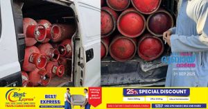 Dubai Police seized a minibus that was illegally transporting gas cylinders.