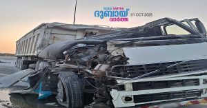 Driver Mohammed fell asleep- Two trucks collided on Sheikh Bin Zayed Road, injuring a driver.