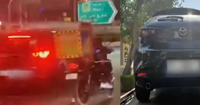Dubai Police seizes car after driver tries to hit bike delivery rider while driving recklessly in Dubai