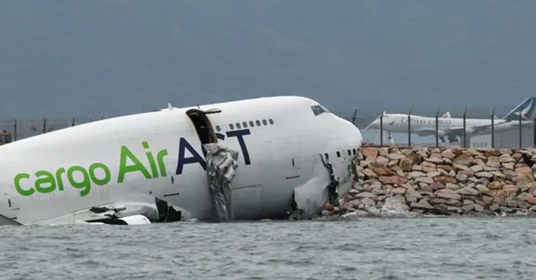 Two dead after cargo plane from Dubai crashes into sea while landing in Hong Kong