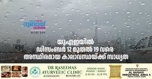 Unstable weather in uae likely from December 12 to 19