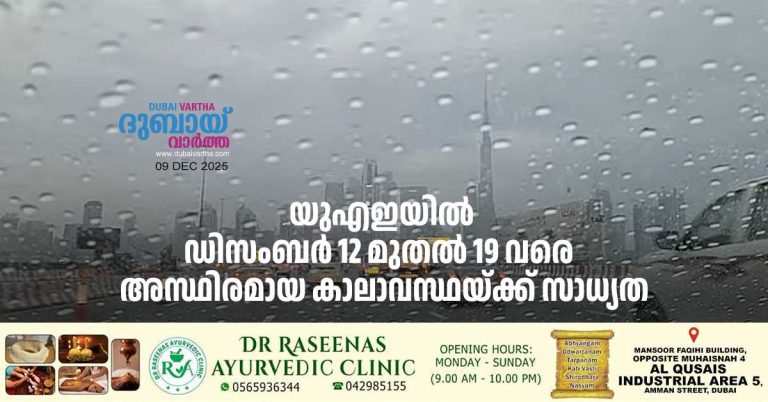 Unstable weather in uae likely from December 12 to 19