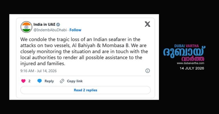 Indian Embassy in UAE condoles seafarer's death, monitors Hormuz situation